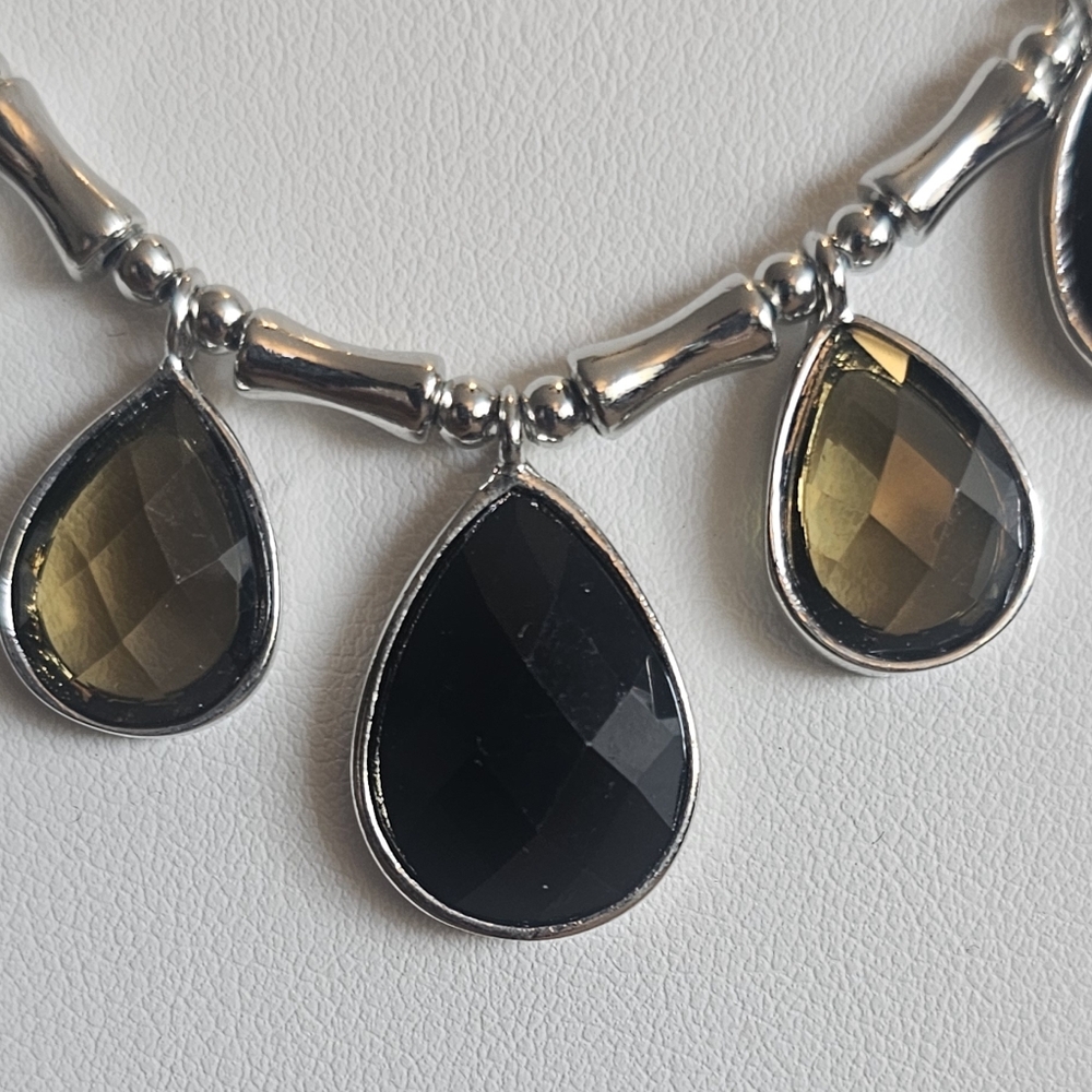 Vintage Touchstone Smoky Quartz Necklace By Guess. - Picture 4 of 7